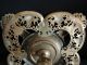 Very Rare 19th Century Brass Compote With Faces & Hand Painted Porcelain Plate Metalware photo 11