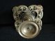 Very Rare 19th Century Brass Compote With Faces & Hand Painted Porcelain Plate Metalware photo 8