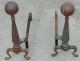 Antique Rostand Fireplace Solid Brass Andirons Hearth Ware photo 3