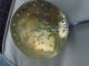 Antique 18th Wrought Iron & Brass Skimmer Strainer Rat Tail Hanger Copper Rivets Primitives photo 1