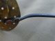 Antique 18th Wrought Iron & Brass Skimmer Strainer Rat Tail Hanger Copper Rivets Primitives photo 5