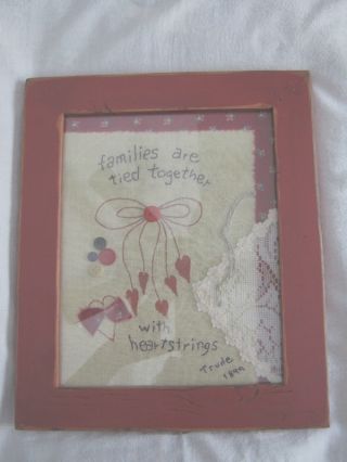 Primitive Americana Framed Folk Art,  Collage In Wood Frame photo