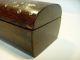 Early Victorian Oak Wood,  Silver,  Mother Of Pearl Inlay Glove Box W/lock Boxes photo 5