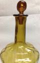 Vtg Antique? Amber Glass Decanter Ribbed Hand Blown Pontil Bubbles Age Unknown Decanters photo 2