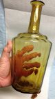 Vtg Antique? Amber Glass Decanter Ribbed Hand Blown Pontil Bubbles Age Unknown Decanters photo 7