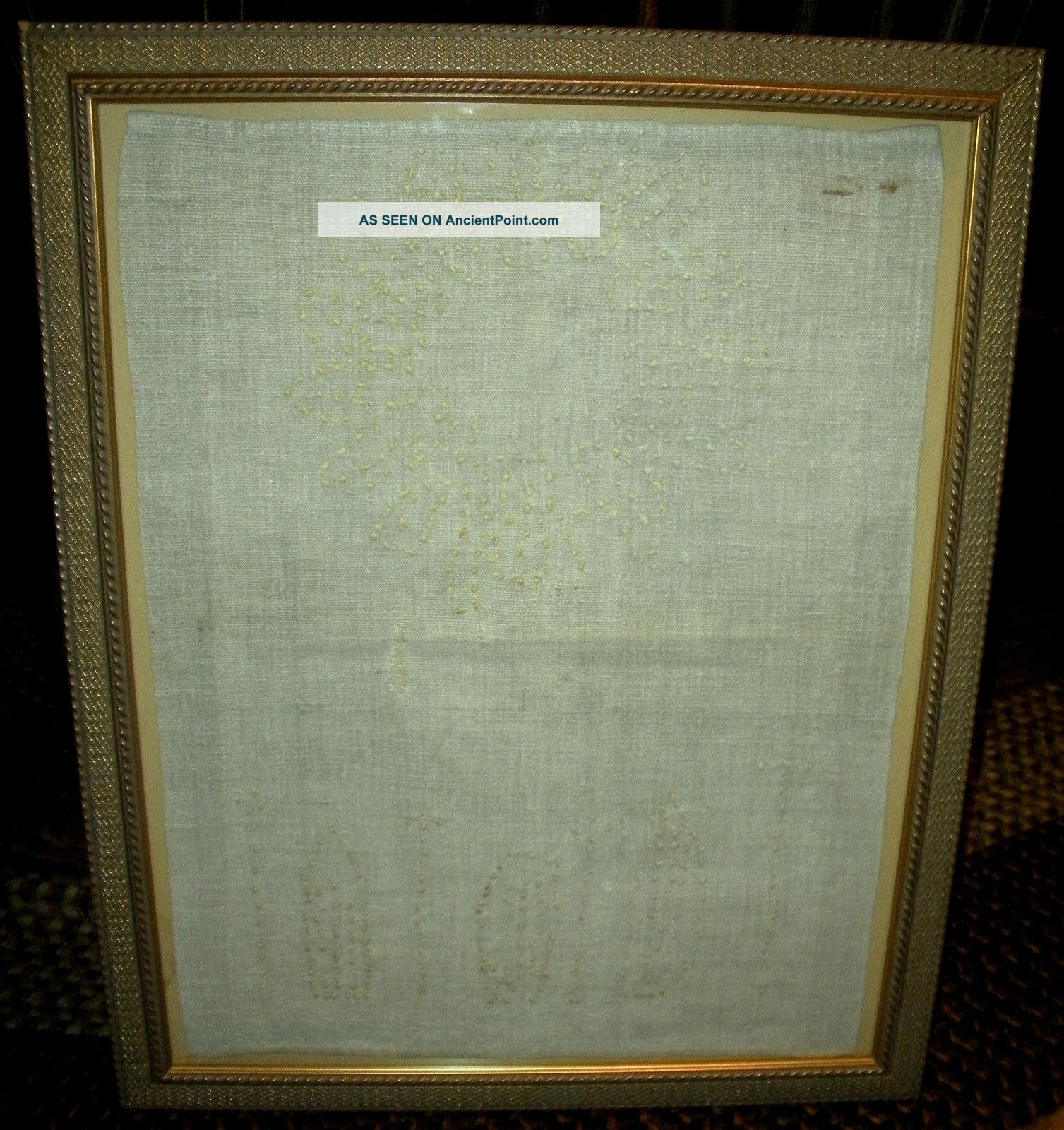 Antique 1800s Homespun Sampler Sun Growing Crops Chester County Pa Folk Art Vafo Primitives photo