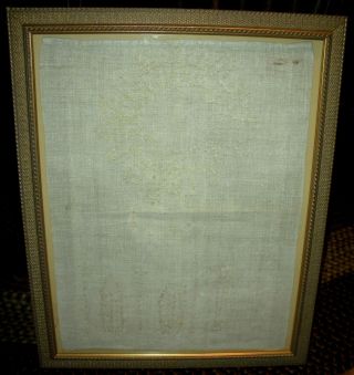 Antique 1800s Homespun Sampler Sun Growing Crops Chester County Pa Folk Art Vafo photo