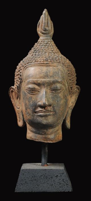 Da - Ma - Lay Antique Singha Bronze Head Buddha Statues High 10 Cm & photo