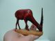Pre - Owned Carved Wood Red Deer Figure From Kenya L 4.  5 