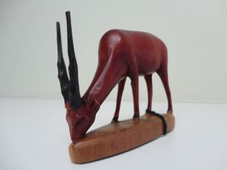 Pre - Owned Carved Wood Red Deer Figure From Kenya L 4.  5 