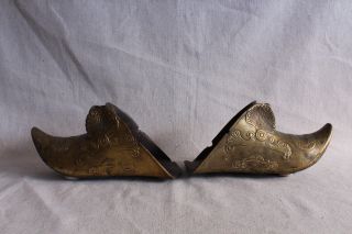 Antique Spanish Colonial Conquistador Brass Stirrups Hallmarked & Hand Made photo