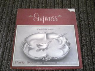 Vtg Empress Deep Silver 2 Pc Party Set,  Solid Silver photo