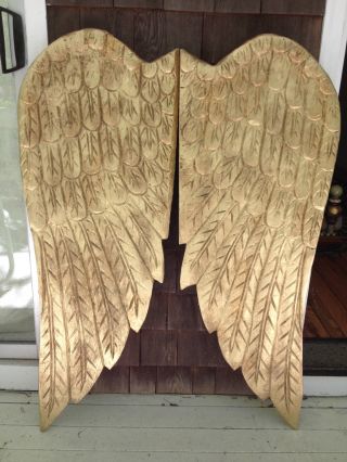 Angels Wings Sold As Pair Gold Leaf Hand Carved Wood Over 3 Ft Long 46 