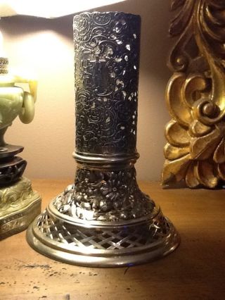 Antique German Ornate 900 Silver Vase Or Plate Holder photo