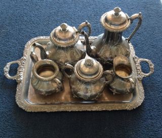 F Forbes Silver Company Hollywood Regency 6 Pc.  Tea Set : Pot,  Tray & Sugar photo