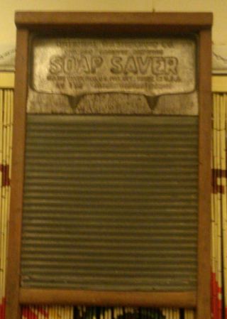 Vintage National Washboard No.  192 Antique Zinc & Wood Soap Saver Edition photo
