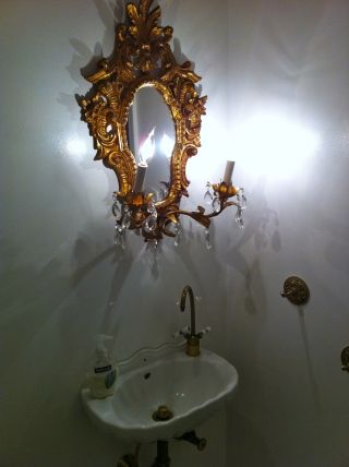 Delicate Ornate Rococco Sink With Gilded Lighted Mirror - - One Of A Kind Liberace photo