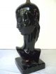 Sculptural Pair Art Deco Female Busts Lamps - Black Glazed Ceramic Lamps photo 4