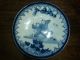 Vintage Antique Blue And White China Porcelain Small Plate Saucer Painted Plates photo 1