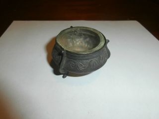 Antique Small Silver & Glass Mortar Floral Design Hall Marked Rare L@@k photo