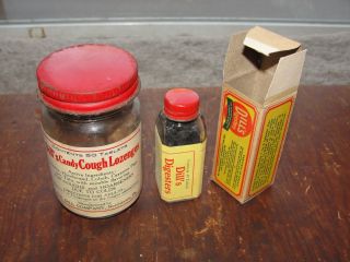Dill ' S Pills & Dill Cough Lozenges Medicine Bottles One In Box Norristown Pa photo