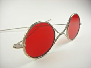 Vintage Goggles.  Round Eyeglasses Red Sunglass.  Steampunk.  Orig.  Safety Glasses photo