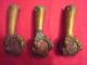 Of 3 Antique Brass Claw And Ball Feet Table Stool Piano Legs 1900-1950 photo 2