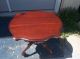 Mahogany Rose Carved Lamp Table/side Table (t215) Post-1950 photo 2
