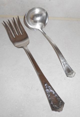 Vintage Marjo - Nell Associated Silver Co Meat Fork & Small Sauce Ladle Ca 1903 photo