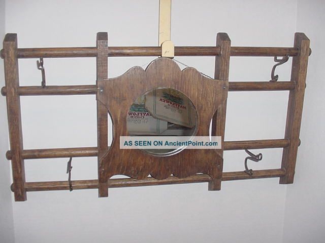 Vintage Oak4 Hook Hat&coat Rack Primitives photo