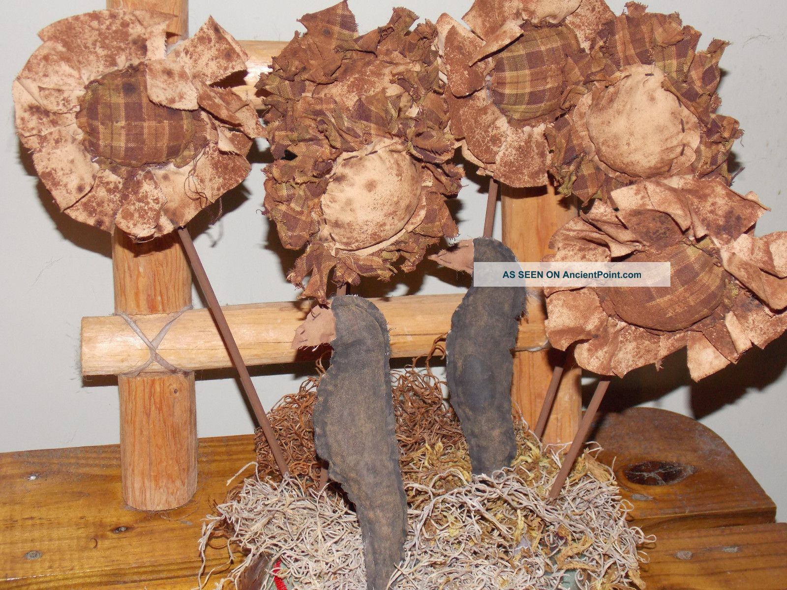 Fall Sunflowers And Prim Crows Primitive Bowl Fillers Picks Handmade Prim Ornies Primitives photo