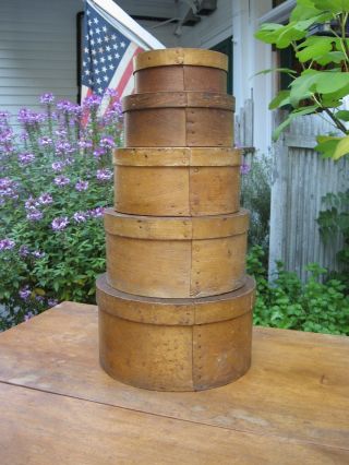 Nest Of 5 Antique Pantry Boxes - Thomas Annett,  E.  Jaffrey,  Nh - photo