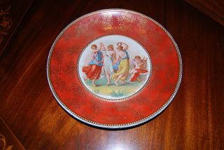 Staffordshire Neoclassical Red Charger Cabinet Or Wall Beauty Plate photo