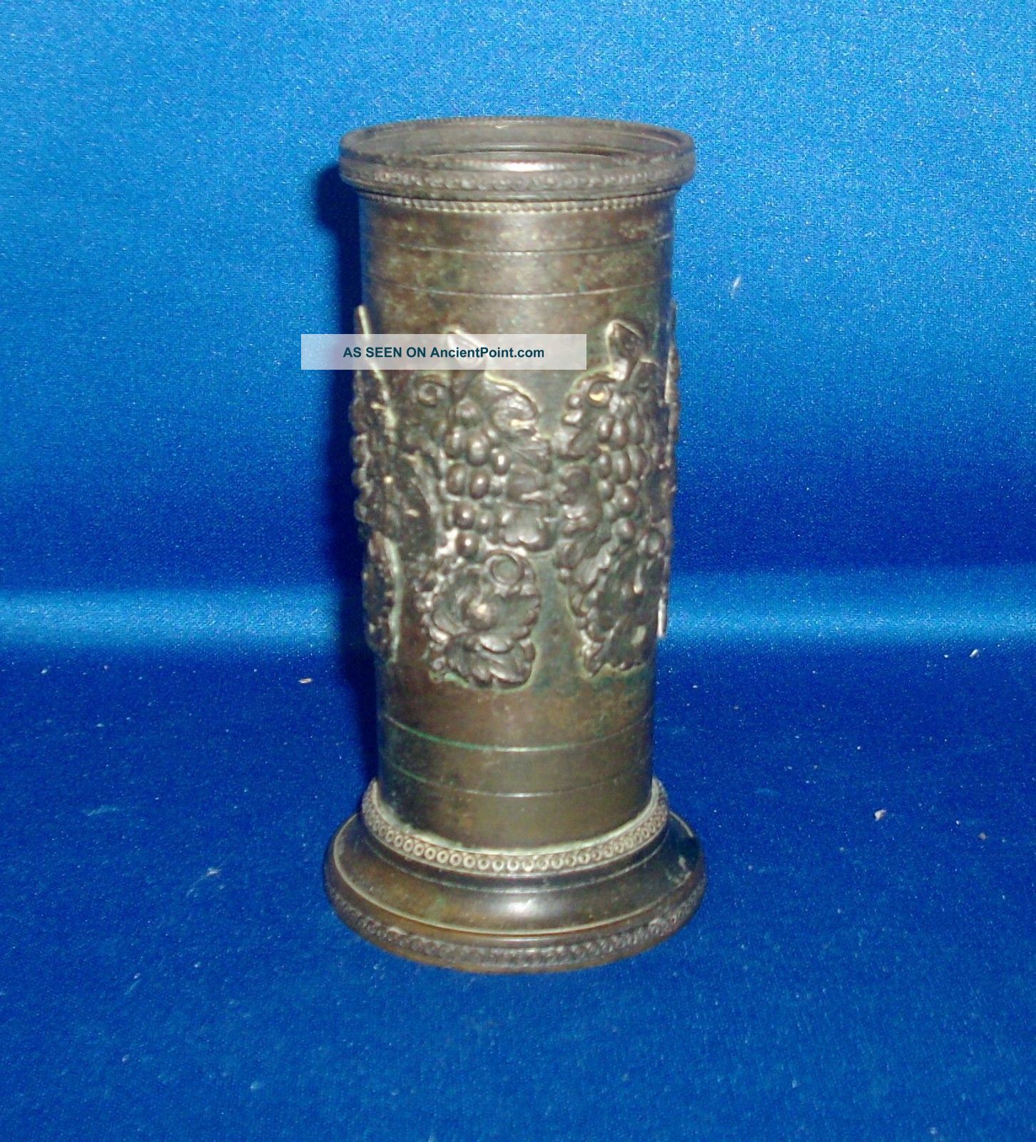 Antique 19th Century Grand Tour Regency Bronze Vase Pen Cup Heavy Weight Metalware photo