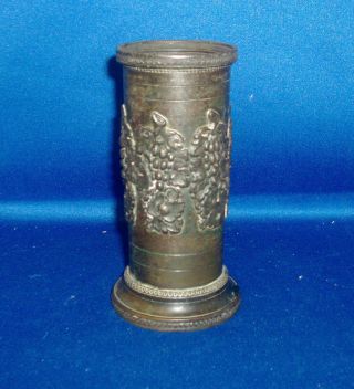 Antique 19th Century Grand Tour Regency Bronze Vase Pen Cup Heavy Weight photo