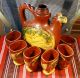 Antique Vintage Balkan Folk Art Set Glazed Potery Pitcher & Cups Pitchers photo 2