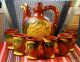 Antique Vintage Balkan Folk Art Set Glazed Potery Pitcher & Cups Pitchers photo 3