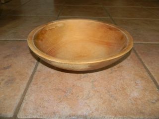 Vtg Wooden Hand Turned Primitive Mixing,  Fruit Bowl photo