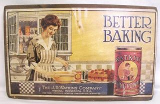 Primitive Country Farmhouse Watkins Baking Powder Wood Kitchen Wall Plaque Decor photo