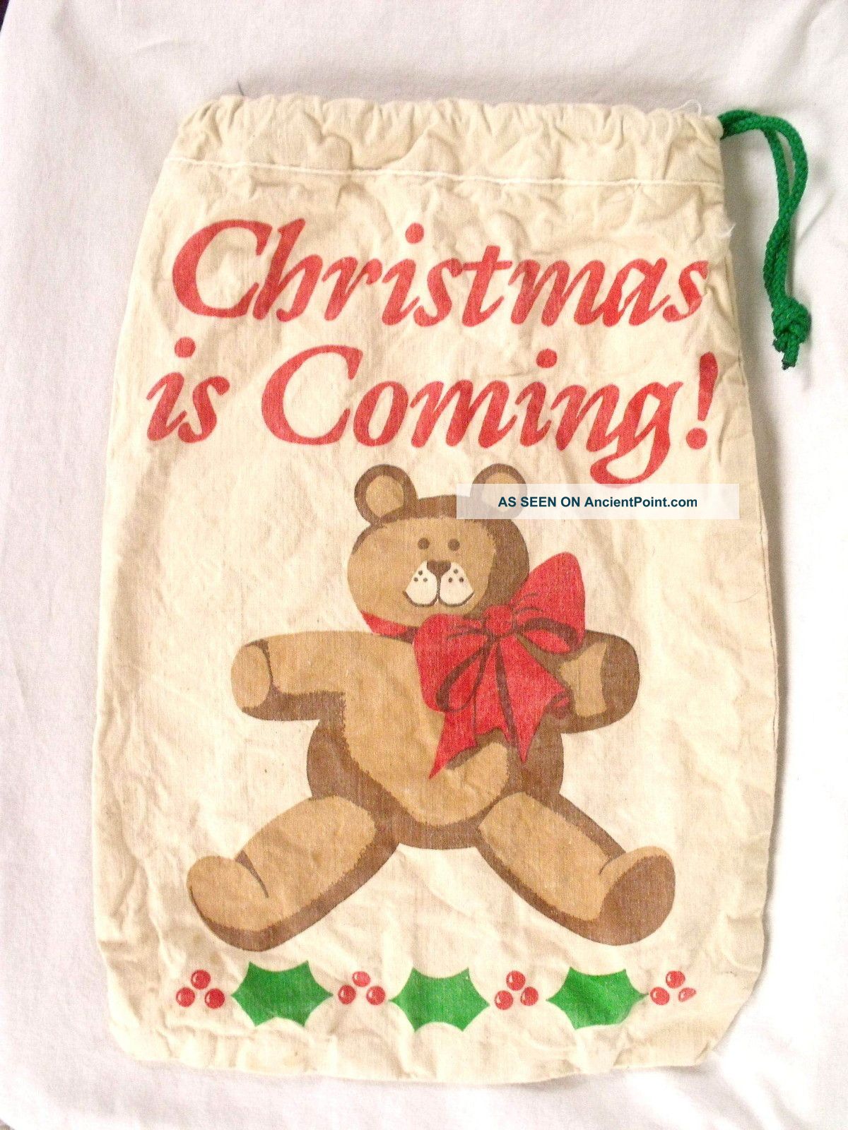 Primitive Country Christmas Drawstring Bear Sack Bag Decor Primitives photo