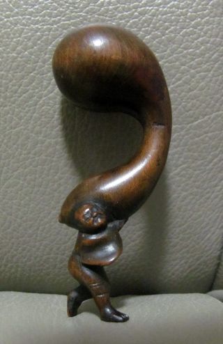19th C.  Japanese Wood Netsuke,  Man With Giant Gourd (ex - Mang Collection) photo