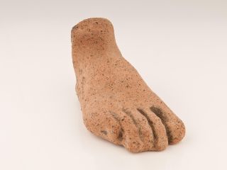 Ancient Greek Etruscan Terracotta Statuary Foot From 2nd Century A.  D.  Period photo