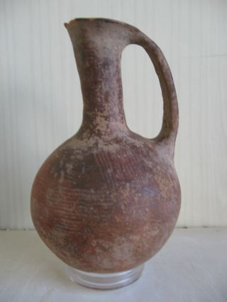 Ancient Cypriot Red On Black Painted Pottery Jug,  C.  1725 - 1650 Bc photo