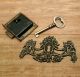 Set Antique Vtg Brass Key Lock And Skeleton Keys With Victorian Key Hole Decor Locks & Keys photo 3