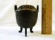 Antique Early Chinese Bronze Ding Censer Carved Wood Cover Incense Burners photo 1