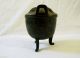 Antique Early Chinese Bronze Ding Censer Carved Wood Cover Incense Burners photo 4