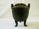 Antique Early Chinese Bronze Ding Censer Carved Wood Cover Incense Burners photo 5