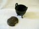 Antique Early Chinese Bronze Ding Censer Carved Wood Cover Incense Burners photo 6
