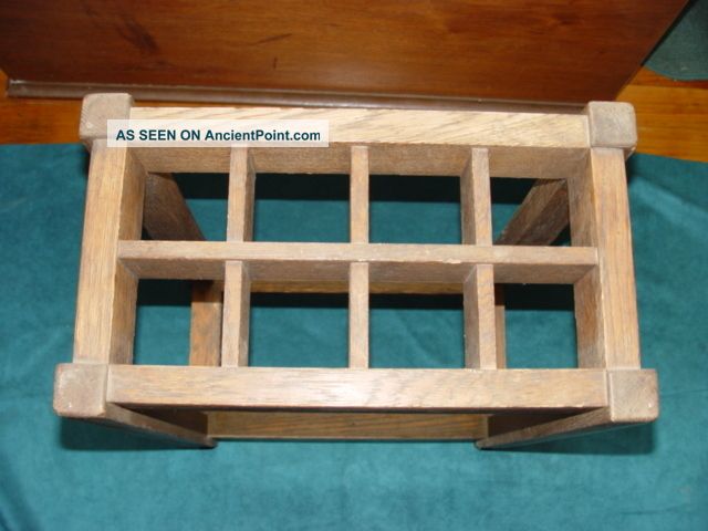 Arts Crafts Stickley Style Mission Oak Umbrella Stand Brass Feet Antique Vtg Arts & Crafts Movement photo