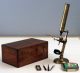 Antique Brass Monocular Compound Microscope On Round Base After Benj.  Pike C1850 Microscopes & Lab Equipment photo 2